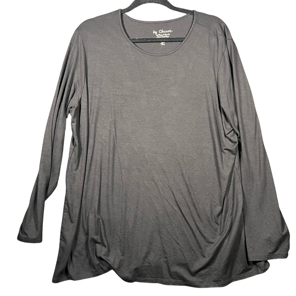 Chico's Women’s Size 4 Long Sleeve Top Shirt Black Rayon
